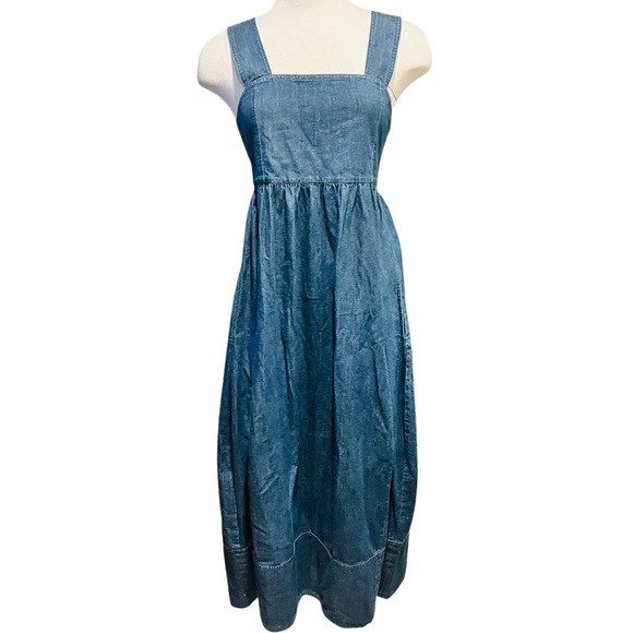 Tibi Light Weight Stone Wash Sculpted Dress Dark Enzyme Wash Size 6 NWT - Picture 4 of 16